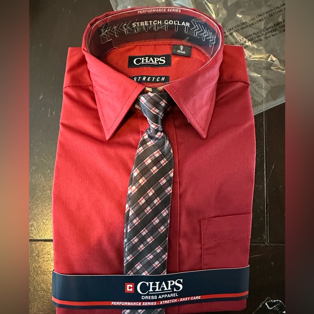 Chaps brand button down shirt with attached tie